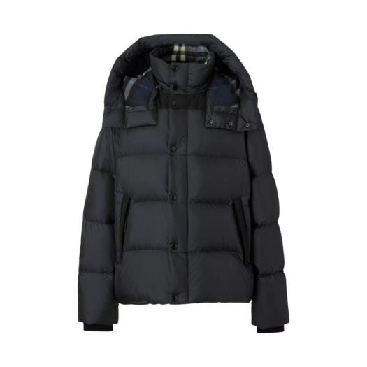 Burberry Detachable Sleeve Hooded Puffer Jacket Navy
