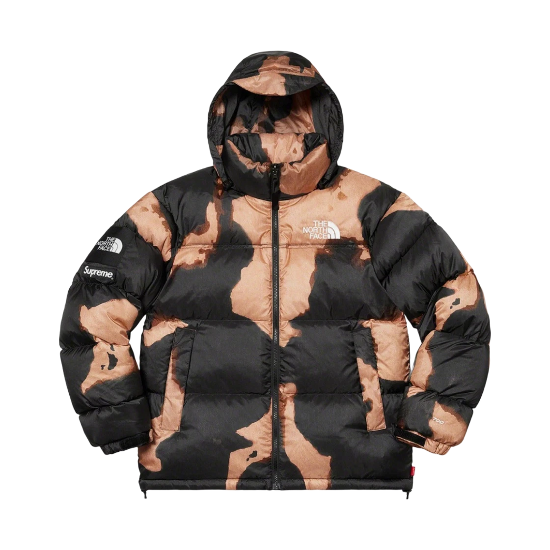 Supreme Supreme x The North Face Bleached Denim Print Nuptse Jacket Black - 21FW · XL