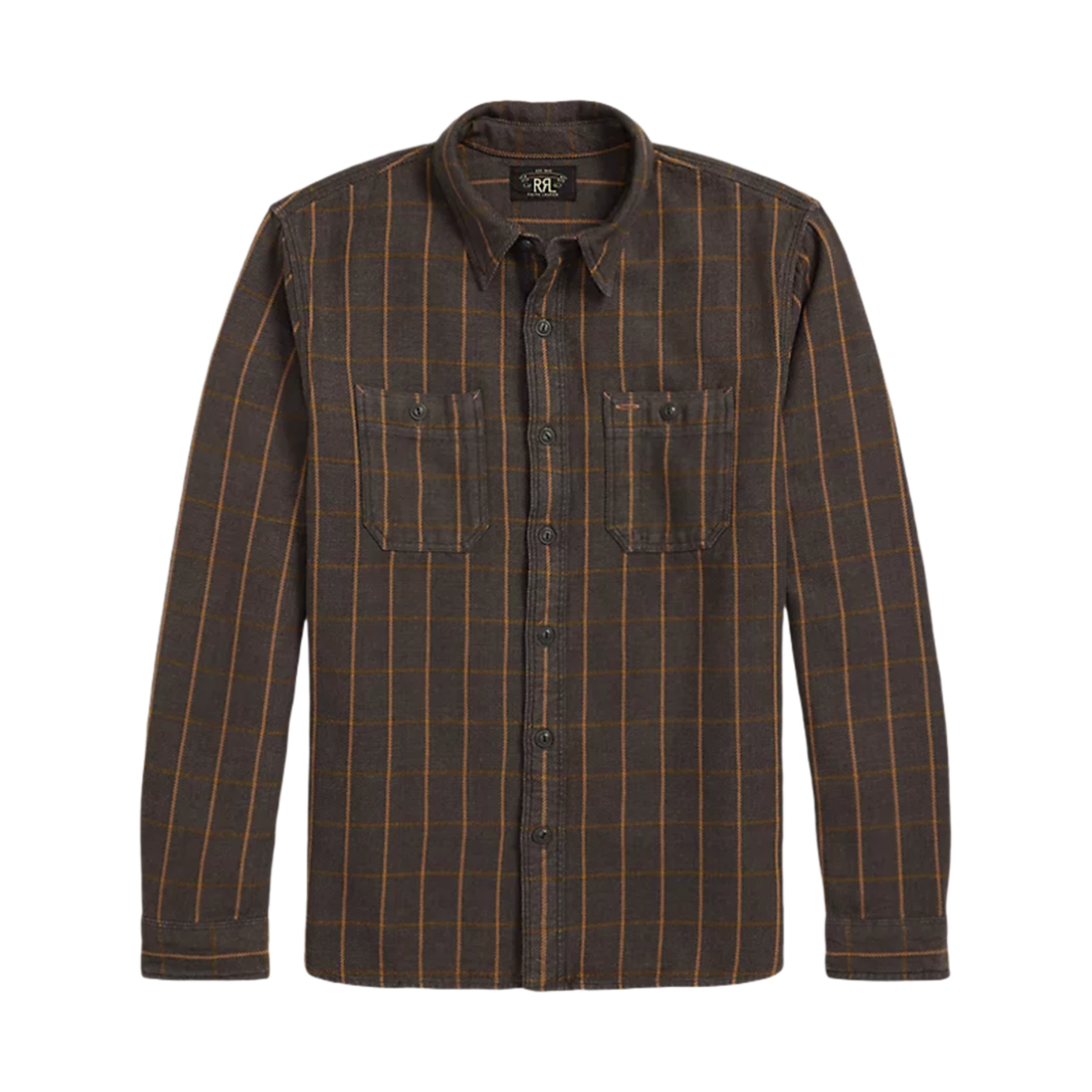 더블알엘 플레이드 트윌 워크 셔츠 플럼 오렌지(Double RL Plaid Twill Work Shirt Plum Orange)