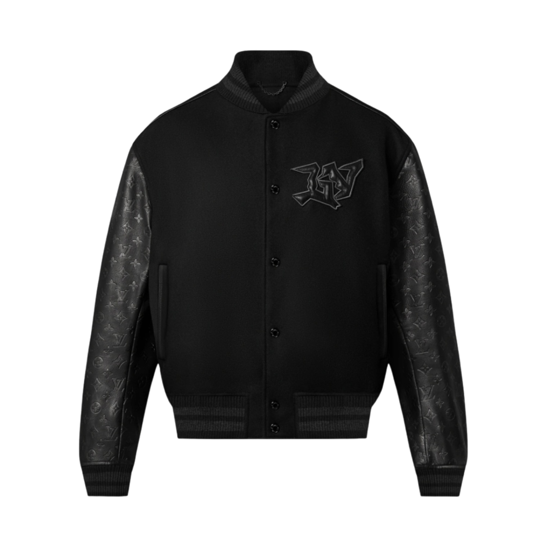 - Louis Vuitton Monogram Embossed Leather and Wool Blouson Black