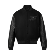 Louis Vuitton Monogram Embossed Leather and Wool Blouson Black