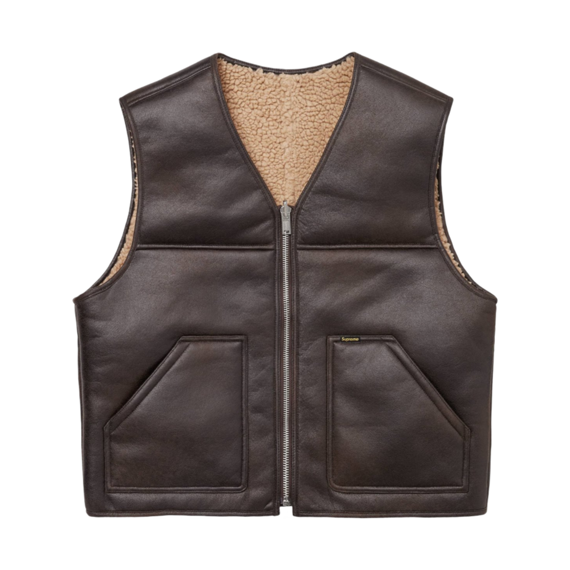 슈프림 리버시블 포우 셔링 베스트 브라운 - 24FW