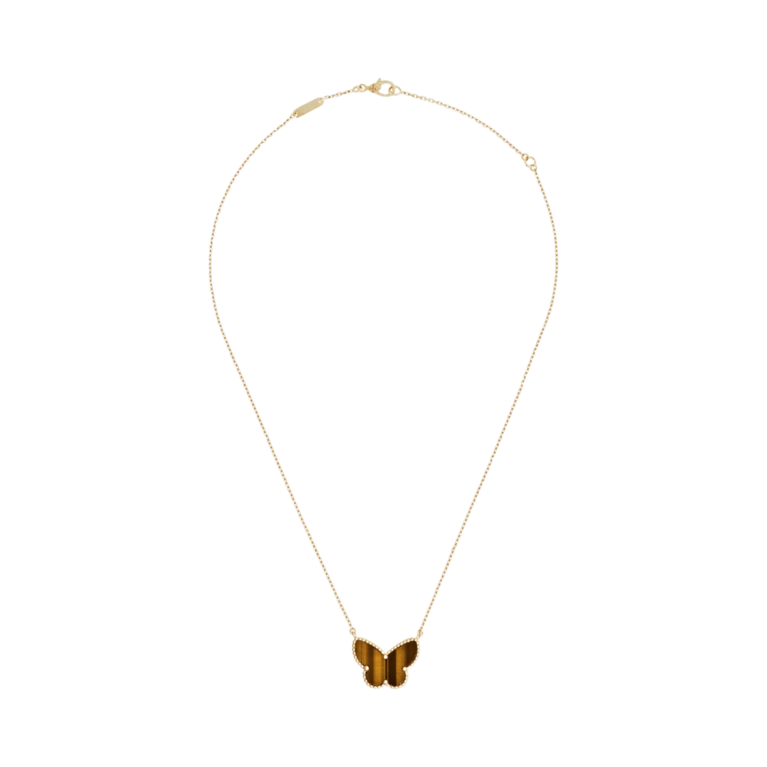 (W) 반 클리프 & 아펠 럭키 알함브라 버터플라이 펜던트 옐로우 골드 타이거 아이((W) Van Cleef & Arpels Lucky Alhambra Butterfly Pendant Yellow Gold Tiger Eye) - 1