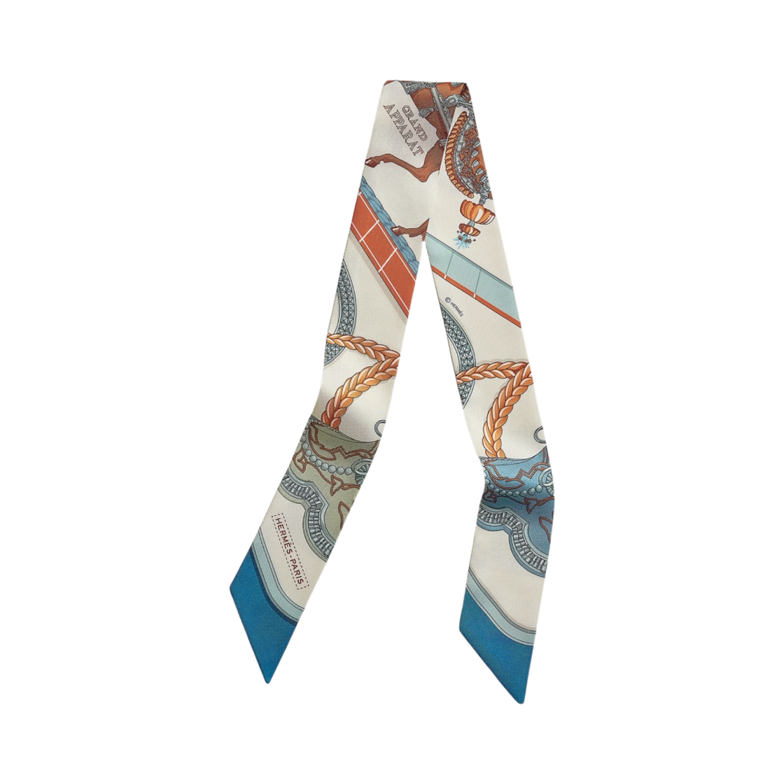 (W) 에르메스 그랜드 아파랏 트윌리 크렘 블루 테라코타((W) Hermes Grand Apparat Twilly Creme Bleu Terracotta) - 1