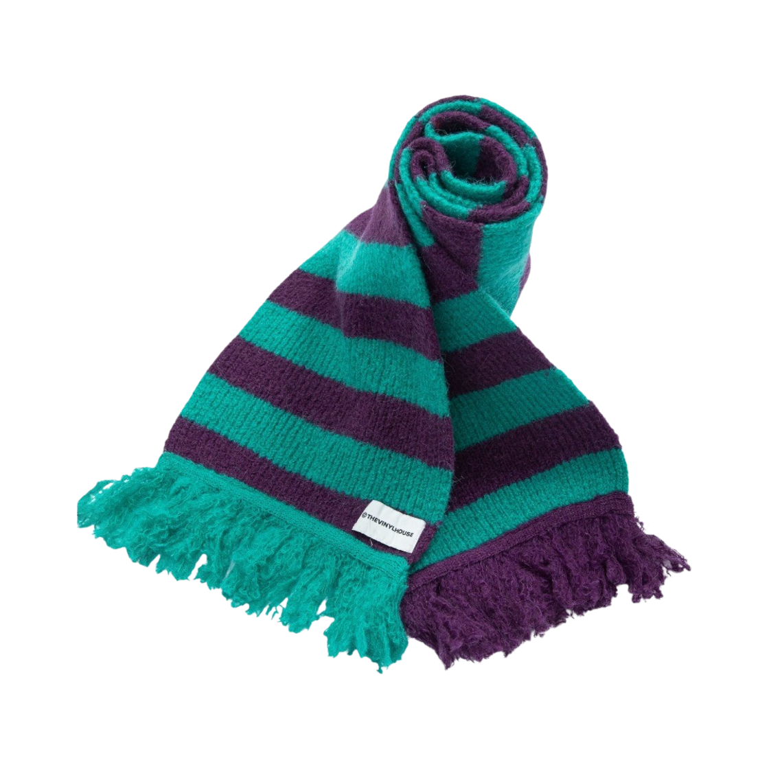 VH2DFUAB70AGN Thevinylhouse Mohair Striped Scarf Green