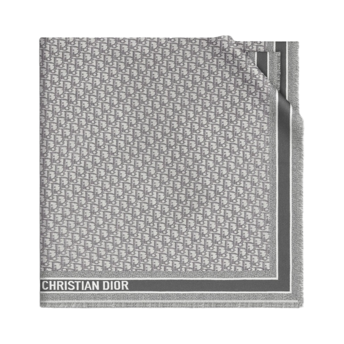 디올 D-오블리크 숄 울 실크 코튼 그레이(Dior D-Oblique Shawl Wool Silk Cotton Grey) - 1