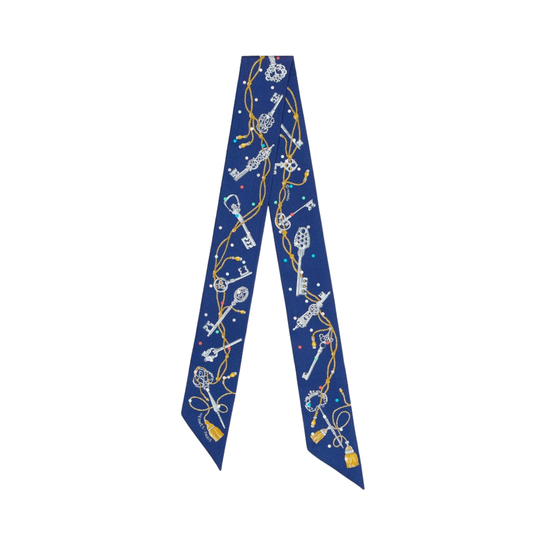 (W) 에르메스 레 클레 아 포아 트윌리 마린 그리 아르장 멀티꼴로르((W) Hermes Les Cles a Pois Twilly Marine Gris Argent Multicolore) - 1