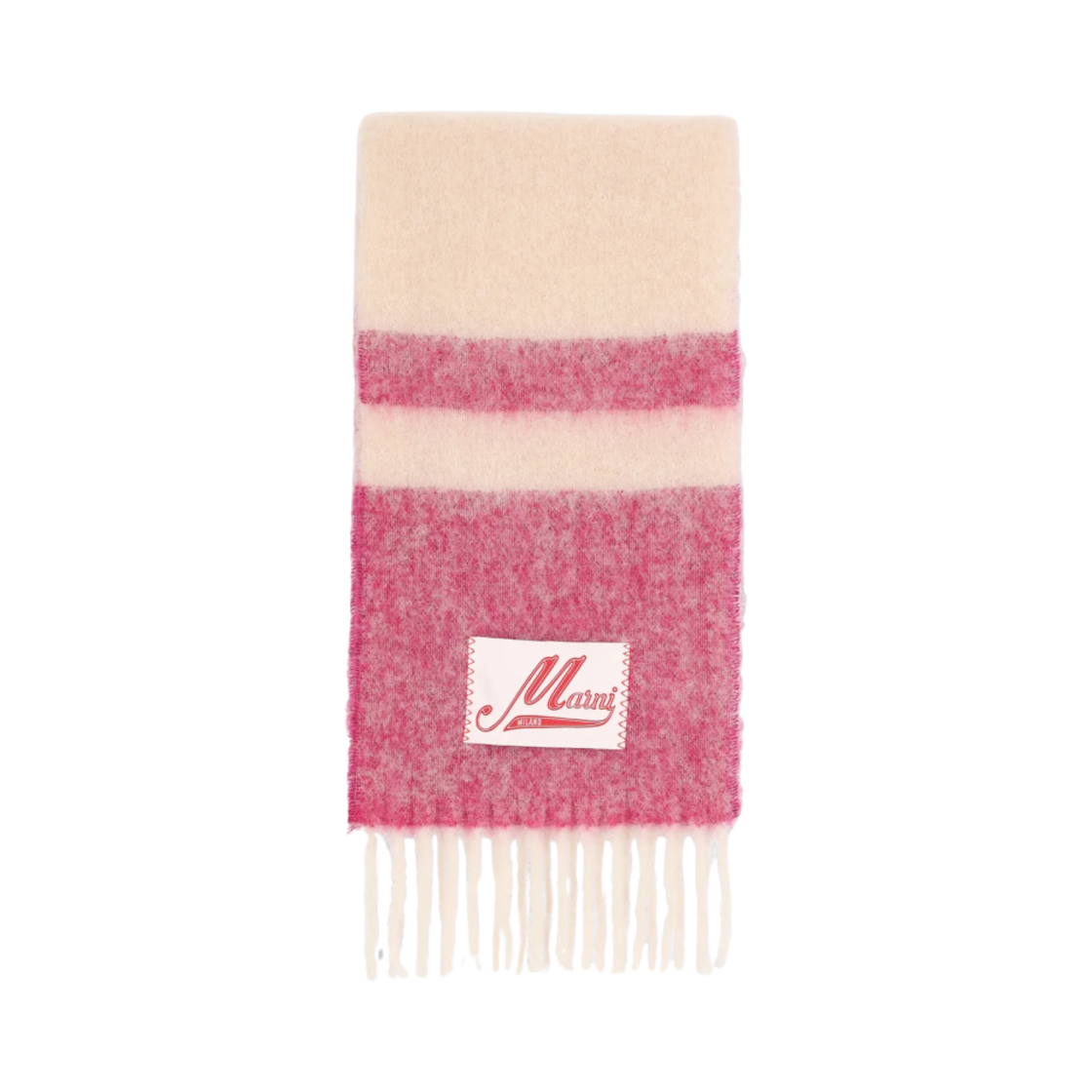 마르니 알파카 로고 패치 스카프 핑크 멀티컬러(Marni Alpaca Logo Patch Scarf Pink MultiColor)