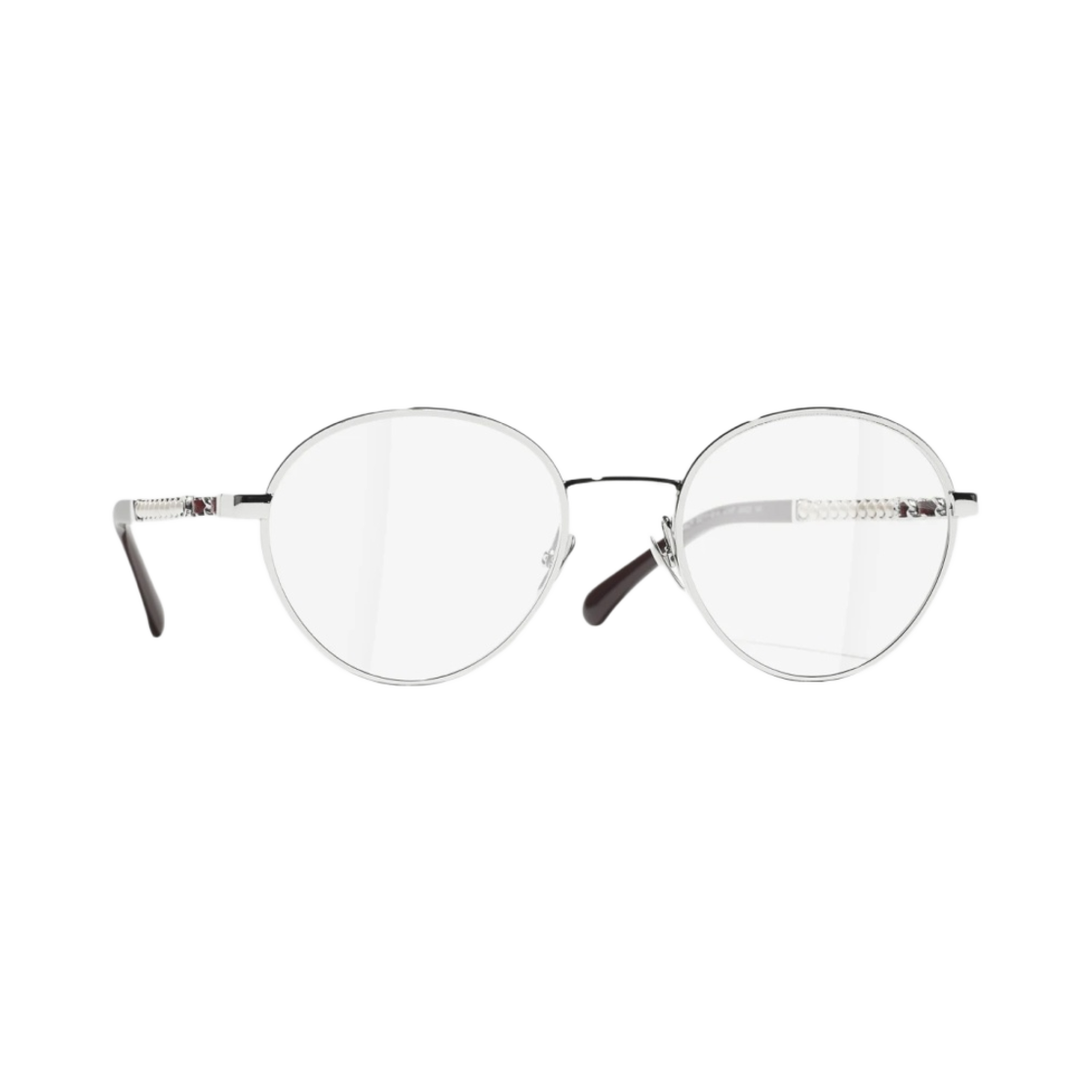 샤넬 프레임 메탈 글래스 펄 & 실버 버건디(Chanel Round Eyeglasses Metal Glass Pearls & Silver Burgundy) - 2