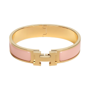 (W) Hermes Clic H Bracelet Gold & Rose Candeur