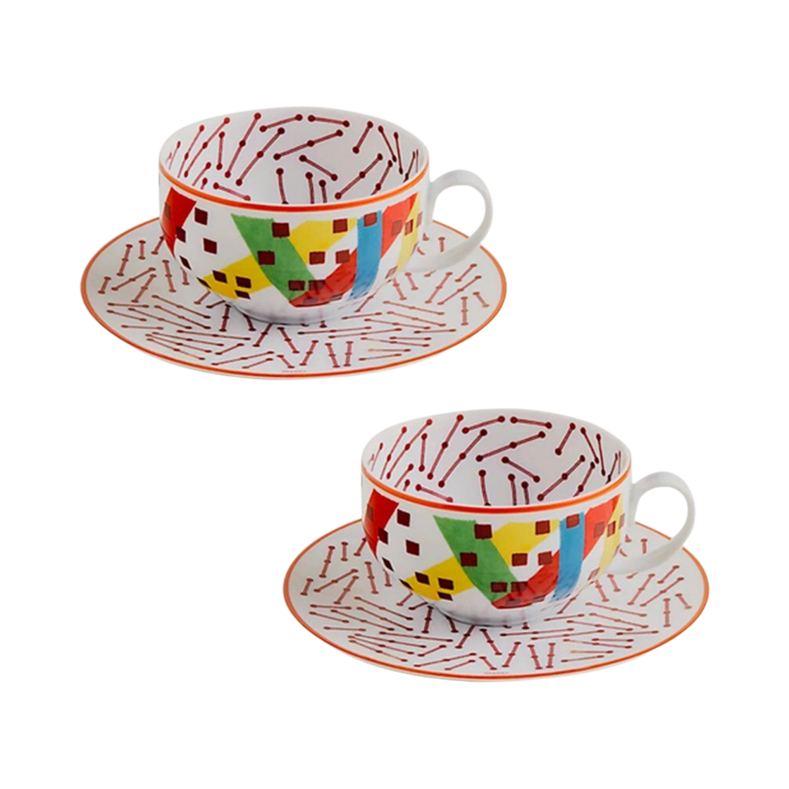VAUT303866 Hermes Hippomobile Tea Cup & Saucer Orange (Set of 2)