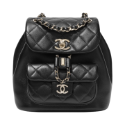 Chanel Small Backpack Calfskin & Gold Black