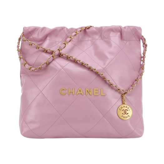 Chanel 22 Small Handbag Shiny Calfskin & Gold Pink