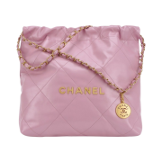 Chanel 22 Small Handbag Shiny Calfskin & Gold Pink