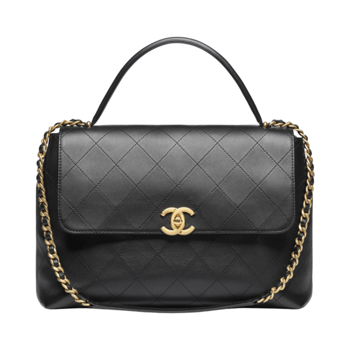 샤넬 핸들 장식의 맥시 플랩백 카프스킨 & 골드 메탈 블랙(Chanel Maxi Flap Bag with Top Handle Calfskin & Gold Black) - 1