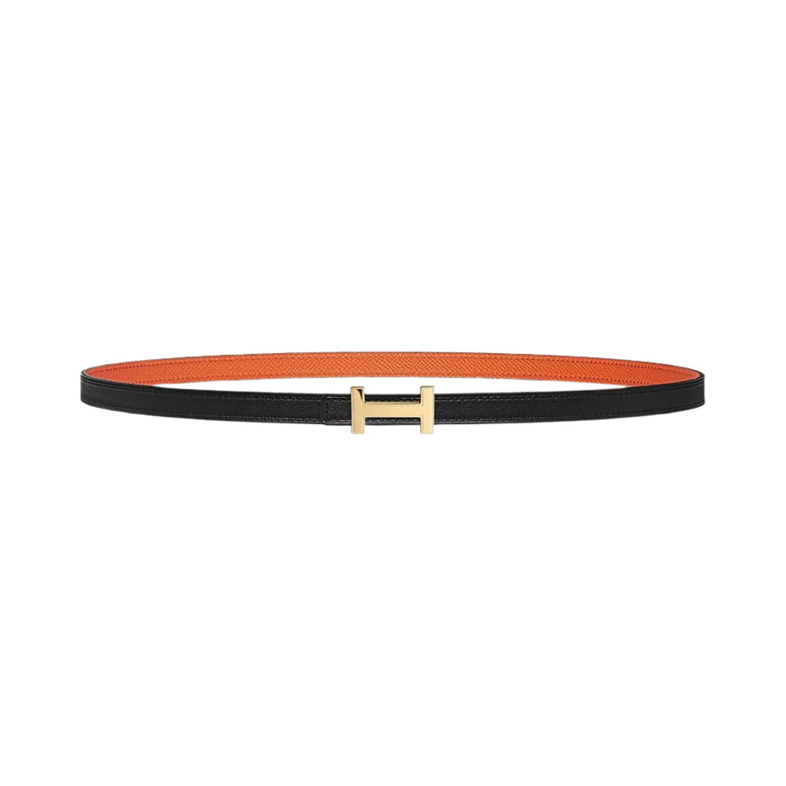 (W) 에르메스 포커스 벨트 버클 & 리버서블 가죽 스트랩 13mm & 골드 누아 오랑쥬((W) Hermes Focus Belt Buckle & Reversible Leather Strap 13mm & Gold Noir Orange) - 1
