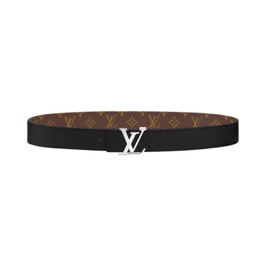 Louis Vuitton Initiales 40mm Reversible Belt Monogram Macassar Shiny Silver