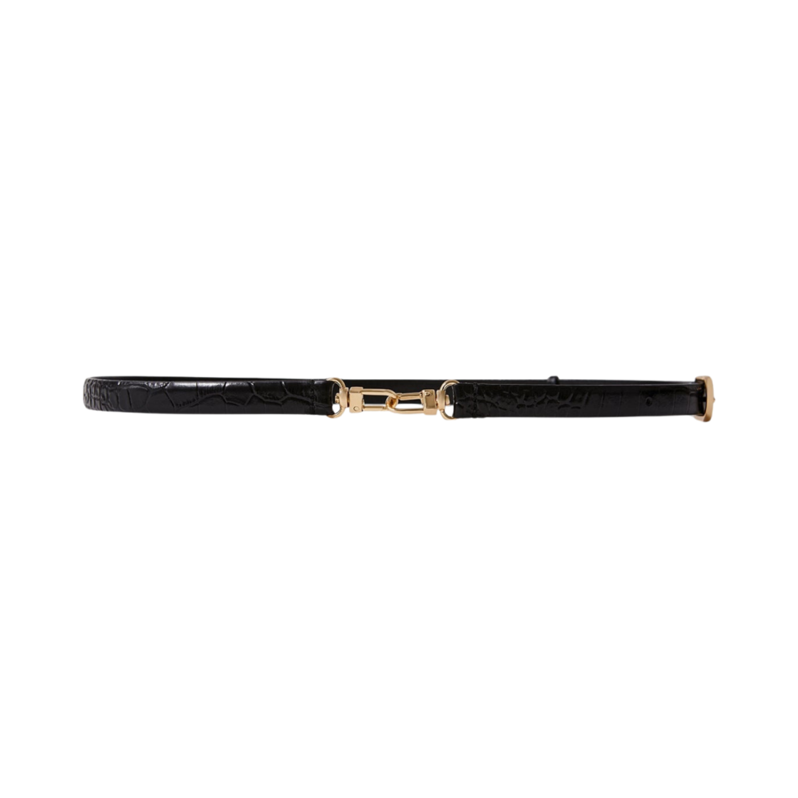 212-807-731-281 Toteme Double Clasp Leather Belt Black Croco