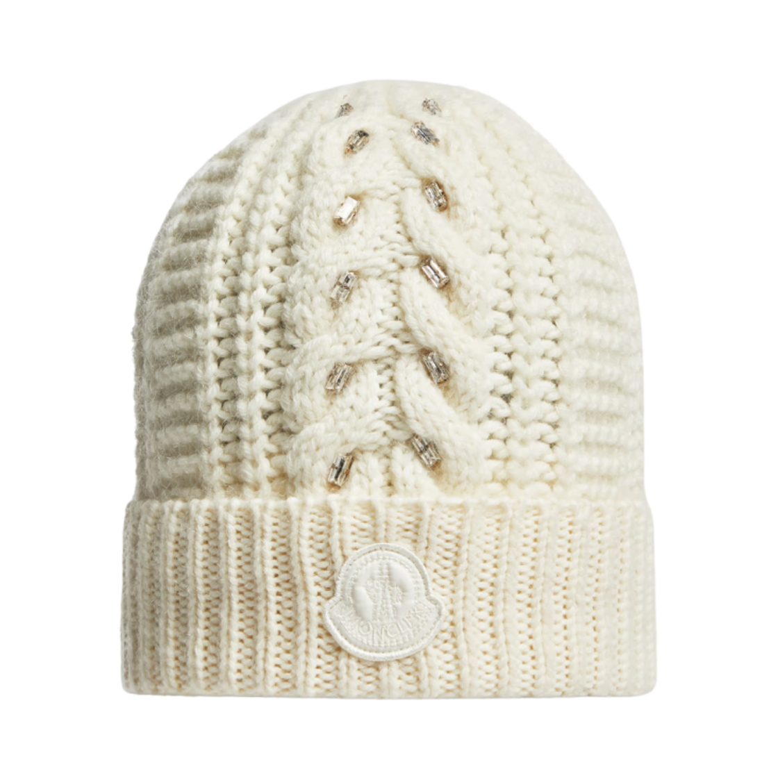(W) 몽클레르 자수 울 & 알파카 블렌드 비니 화이트 - 24FW((W) Moncler Embroidered Wool & Alpaca Blend Beanie White - 24FW)