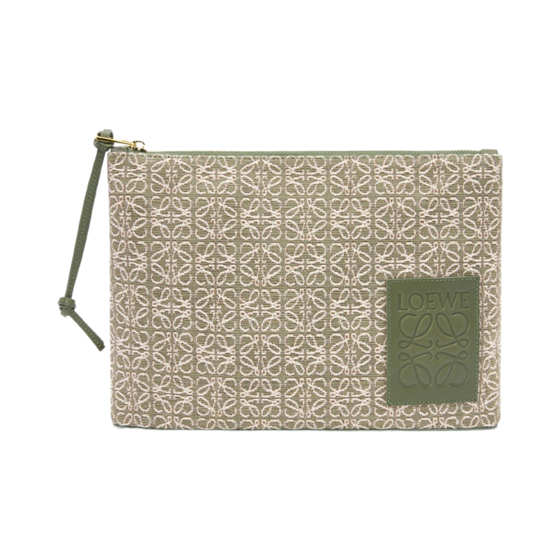 로에베 오블롱 파우치 아나그램 자카드 앤 카프스킨 그린 아보카도 그린(Loewe Oblong Pouch in Anagram Jacquard and Calfskin Green Avocado Green) - 1