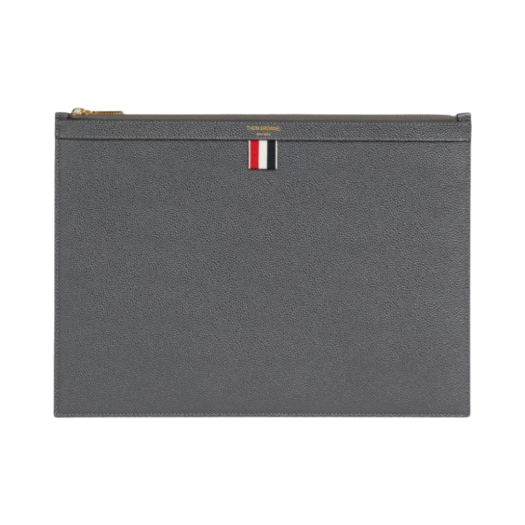 MAC021L-00198-025 Thom Browne Pebble Grain Leather Document Holder Dark Grey