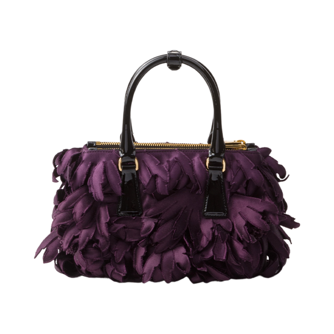 프라다 사틴 앤 페이턴트 레더 프라다 갤러리아 미니 백 플럼 블랙(Prada Satin and Patent Leather Prada Galleria Mini-Bag Plum Black) - 2