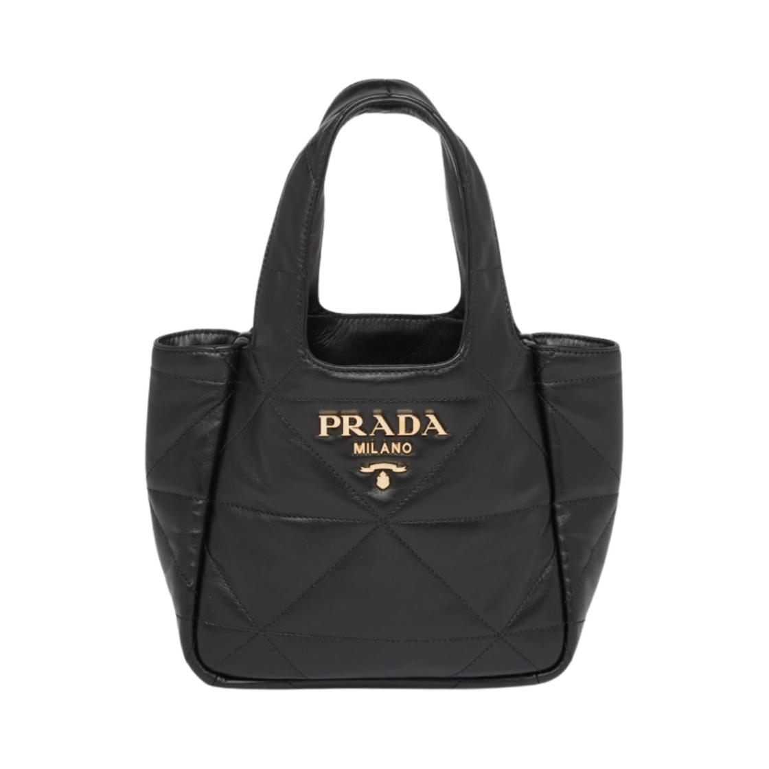 1BG451-2DF0-F0002 Prada Small Nappa Leather Tote Bag Topstitching Black