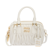 Miu Miu Matelasse Nappa Leather Top Handle Bag White