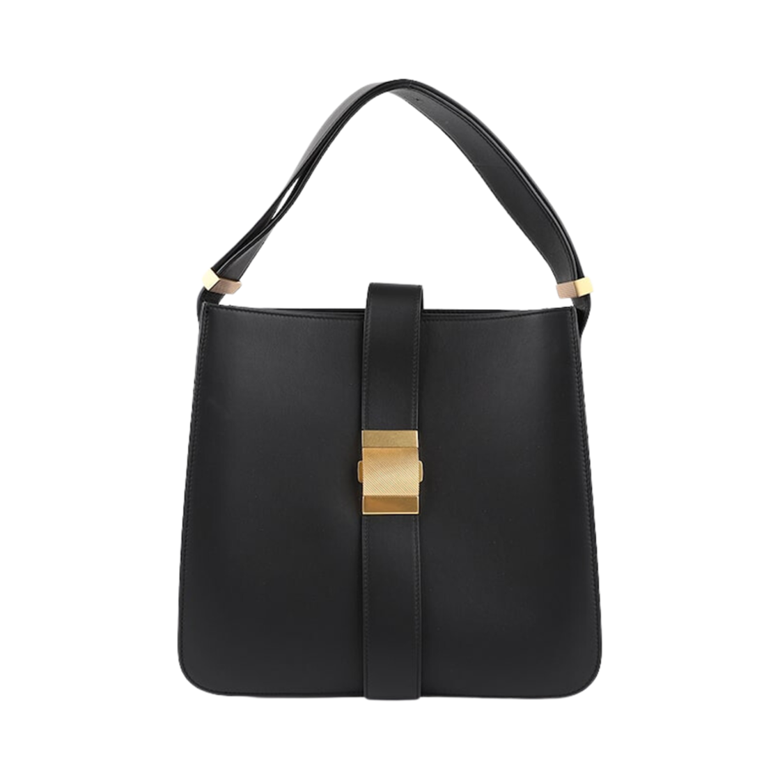 578344V0EKG8425 Bottega Veneta Gold Buckle Shoulder Bag Black