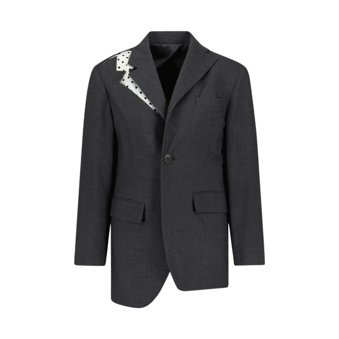 P00000HI Green Butter Women Unbalance Dot Wool Daddy-Fit Jacket Gray