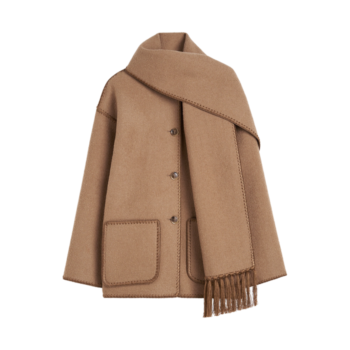 (W) 토템 자수 스카프 자켓 카멜((W) Toteme Embroidered Scarf Jacket Camel)