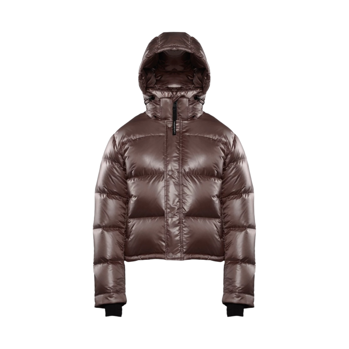 84551 (W) Aritzia The Super Puff Shorty Hi Gloss Japanese Taffeta Cropped Goose Down Puffer Jacket Stone Taupe