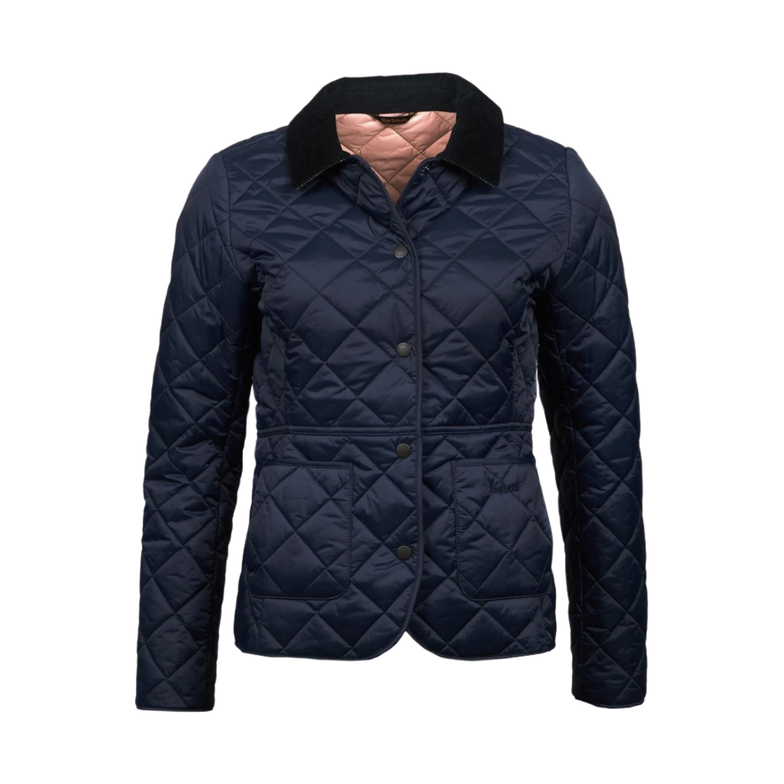 LQU1012NY71 (W) Barbour Deveron Quilted Jacket Navy Pale Pink