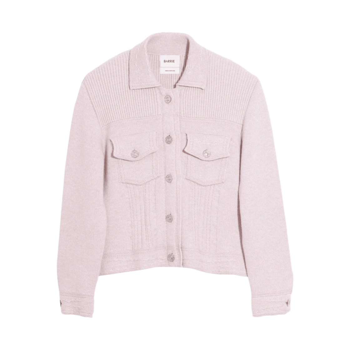 (W) 배리 데님 핏 캐시미어 코튼 자켓 오간디 베이퍼 핑크((W) Barrie Denim Fitted Cashmere Cotton Jacket Organdy Vapour Pink)