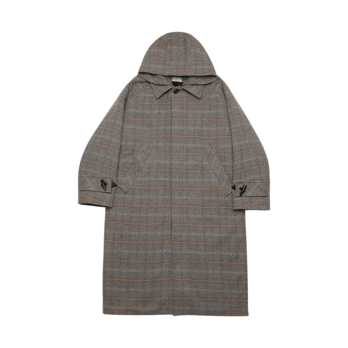 [KREAM 단독] 알렌느 디테처블 후드 패디드 체크 맥 코트 그레이 베이지([KREAM 단독] Haleine Detachable Hood Padded Check Mac Coat Greyish Beige)