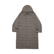 [KREAM 단독] Haleine Detachable Hood Padded Check Mac Coat Greyish Beige