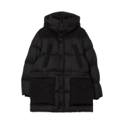Burberry Logo Applique Nylon Puffer Coat Black