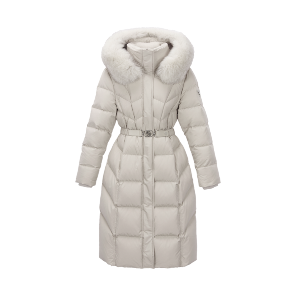 YO4W5876-BEG (W) Guess Fox Fur Long Down Beige