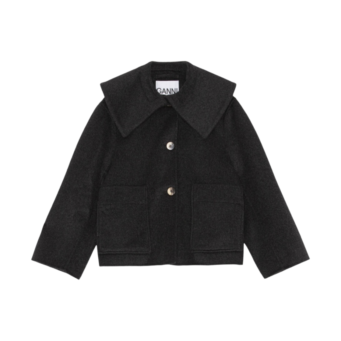 (W) 가니 칼라 울 자켓 팬텀((W) Ganni Collar Wool Jacket Phantom) - 1