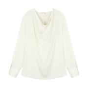 Haveless Women Draped Open Back Blouse Creme