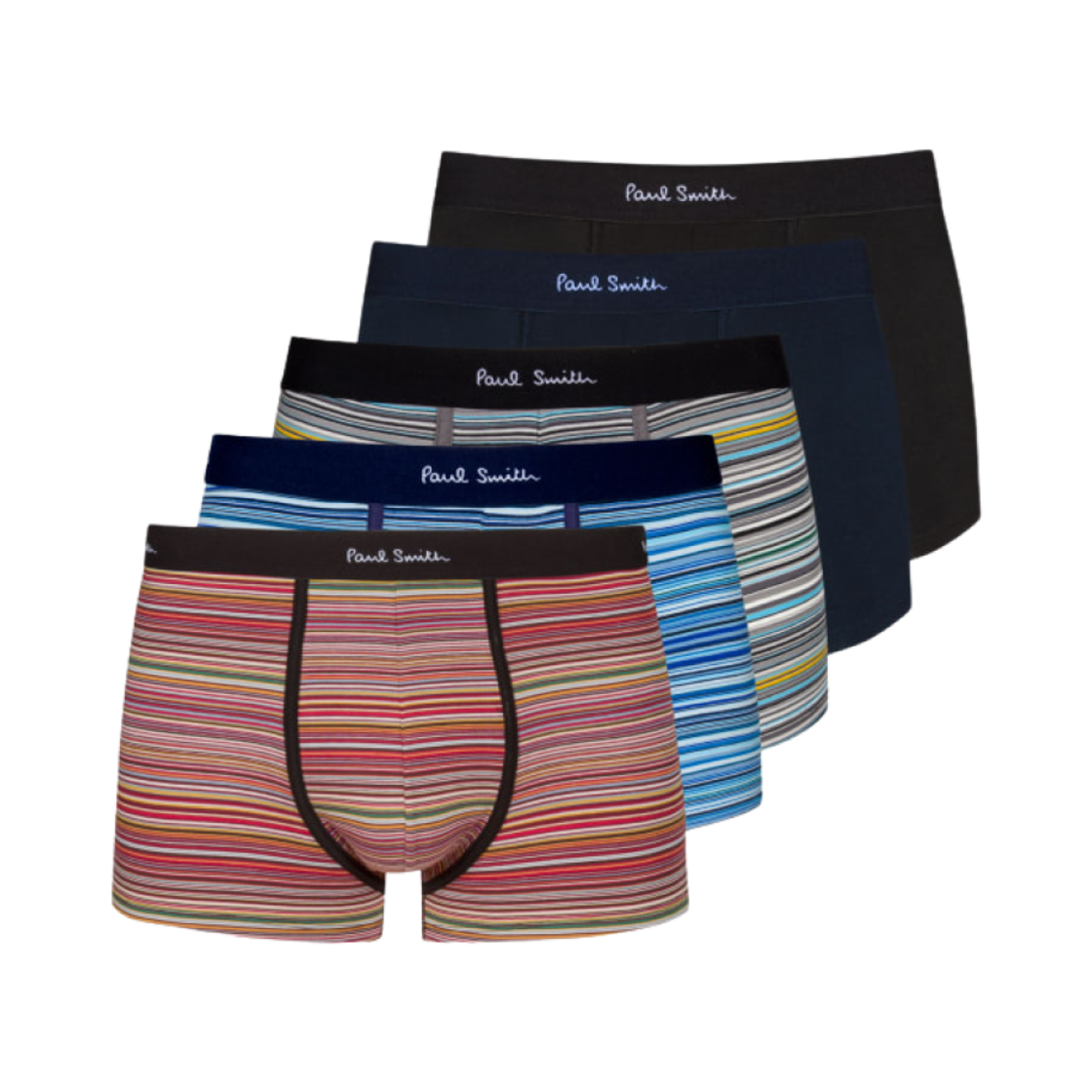 M1A-914-M5PKL-1A Paul Smith Organic Cotton Signature Stripe Plain Boxer Briefs Multi Color (5 Pack)