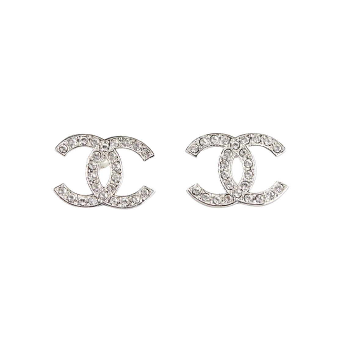 (W) 샤넬 이어링 메탈 디아만테 & 실버 크리스탈((W) Chanel Earrings Metal Diamantes & Silver Crystal)