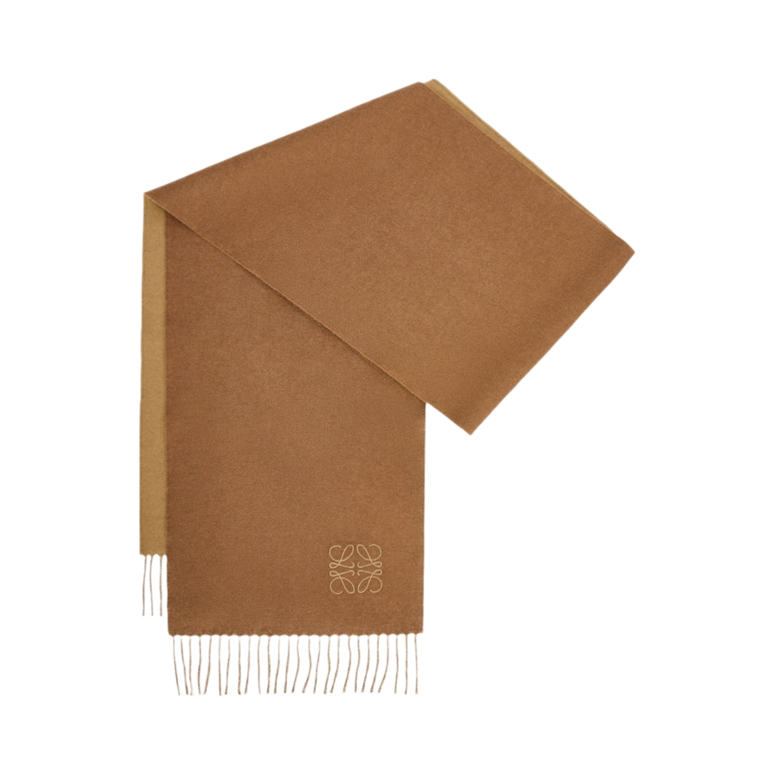 (W) 로에베 울 캐시미어 바이컬러 머플러 베이지 브라운((W) Loewe Bicolour Muffler in Wool and Cashmere Beige Brown) - 1