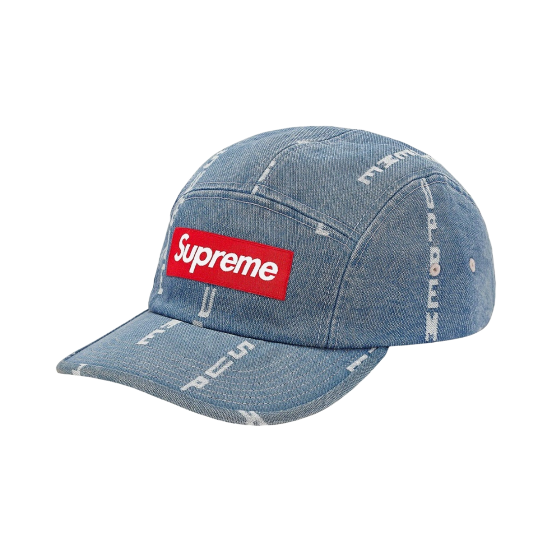 슈프림 로고 스트라이프 자카드 데님 캠프캡 블루 - 20FW