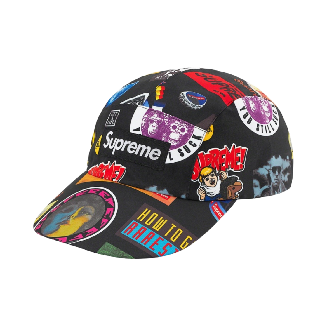 슈프림 고어텍스 롱 빌 캠프캡 블랙 스티커스 - 21SS