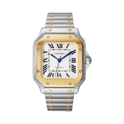 Cartier Santos de Watch Medium Automatic Yellow Gold Steel Metal Leather Bracelet