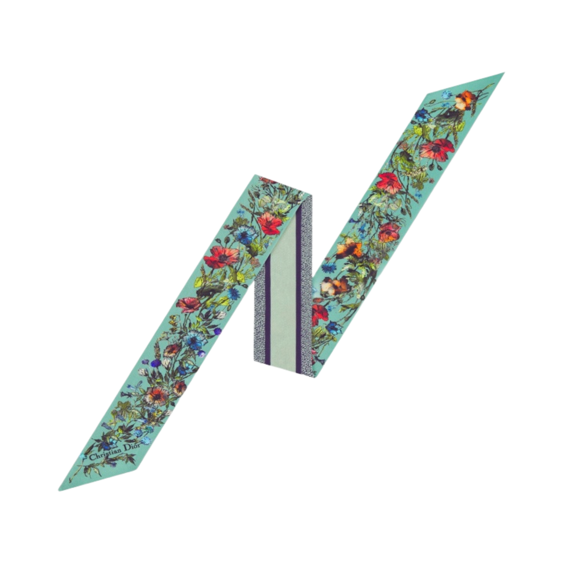 (W) 디올 D 밀레피오리 미차 스카프 실크 트윌 그린 라이트 그린 멀티컬러((W) Dior D Millefiori Mitzah Scarf Silk Twill Green Light Green Multicolor) - 1