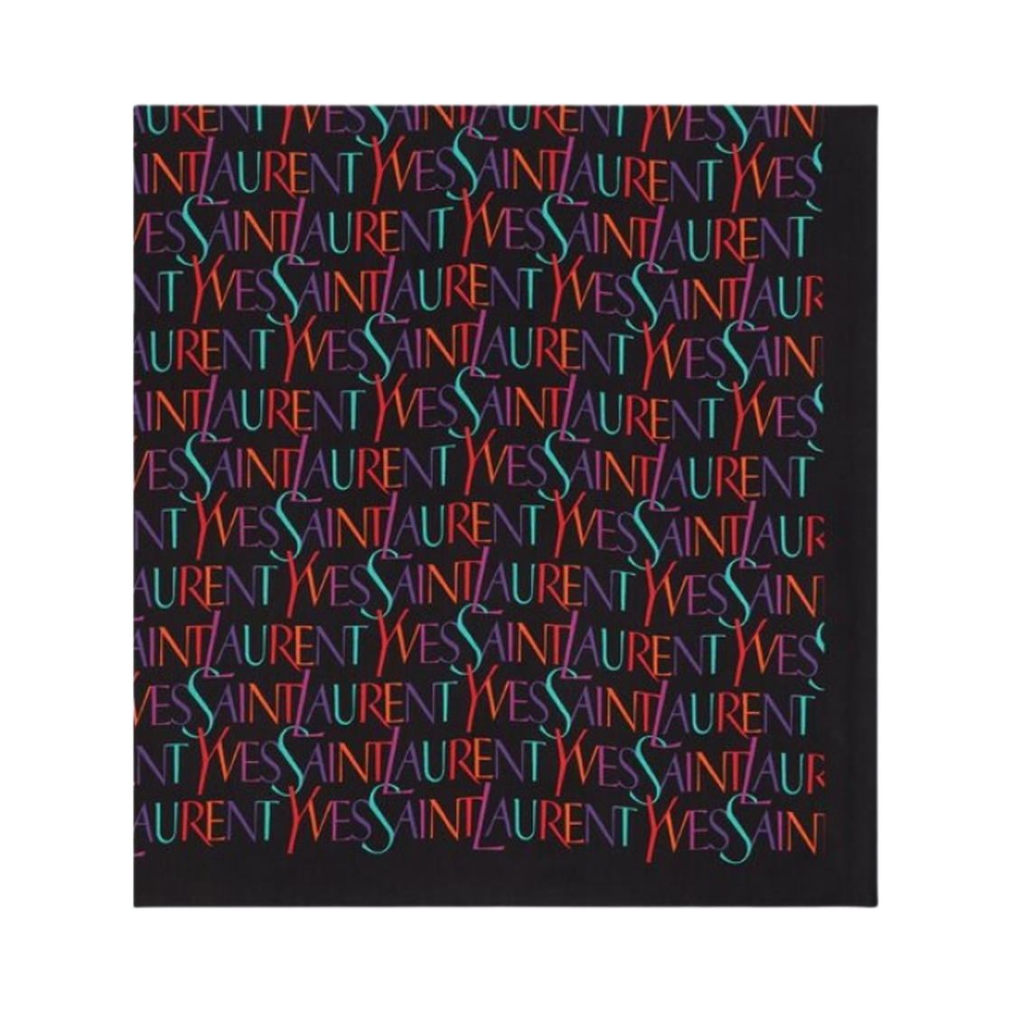 (W) 생로랑 YSL 스퀘어 스카프 실크 트윌 블랙 멀티컬러((W) Saint Laurent Ysl Square Scarf In Silk Twill Black Multicolor) - 1