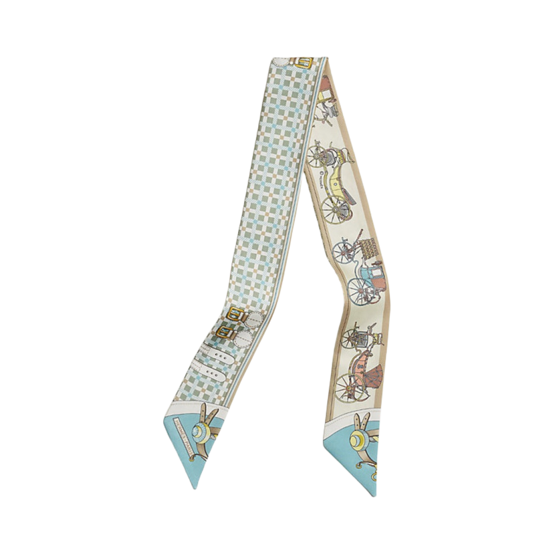 H064108S11 (W) Hermes Les Voitures Nouvelles Twilly Vert Amande Bleu Glacier Beige