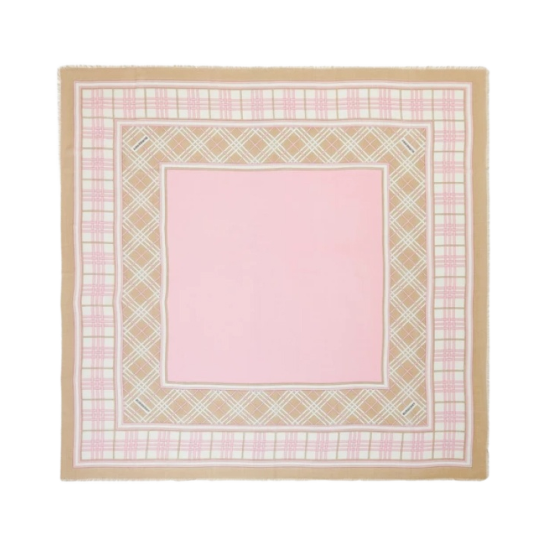 (W) 버버리 체체크 울 실크 라지 스퀘어 스카프 아카이브 베이지((W) Burberry Check Wool Silk Square Scarf Archive Beige) - 1